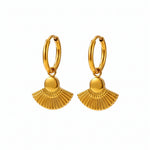 Kiro 18k gold plated fan shaped Huggies earrings