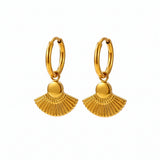 Kiro 18k gold plated fan shaped Huggies earrings