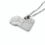 Silver plated Libya map necklace pendant with Arabic engraving on a chain celebrating North African heritage by KIRO UK