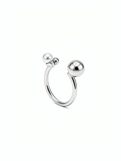 Resizable white and silver 925 sterling silver ring with polished round ends from KIRO UK inspired by Egyptian heritage for elegant fine jewelry styling