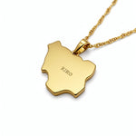 18k Gold Plated necklace of the map of Nigeria. the back of the necklace is plain with "KIRO" engraved.
