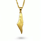 18K gold plated Palestine map pendant necklace with Arabic script on a twisted chain by KIRO UK