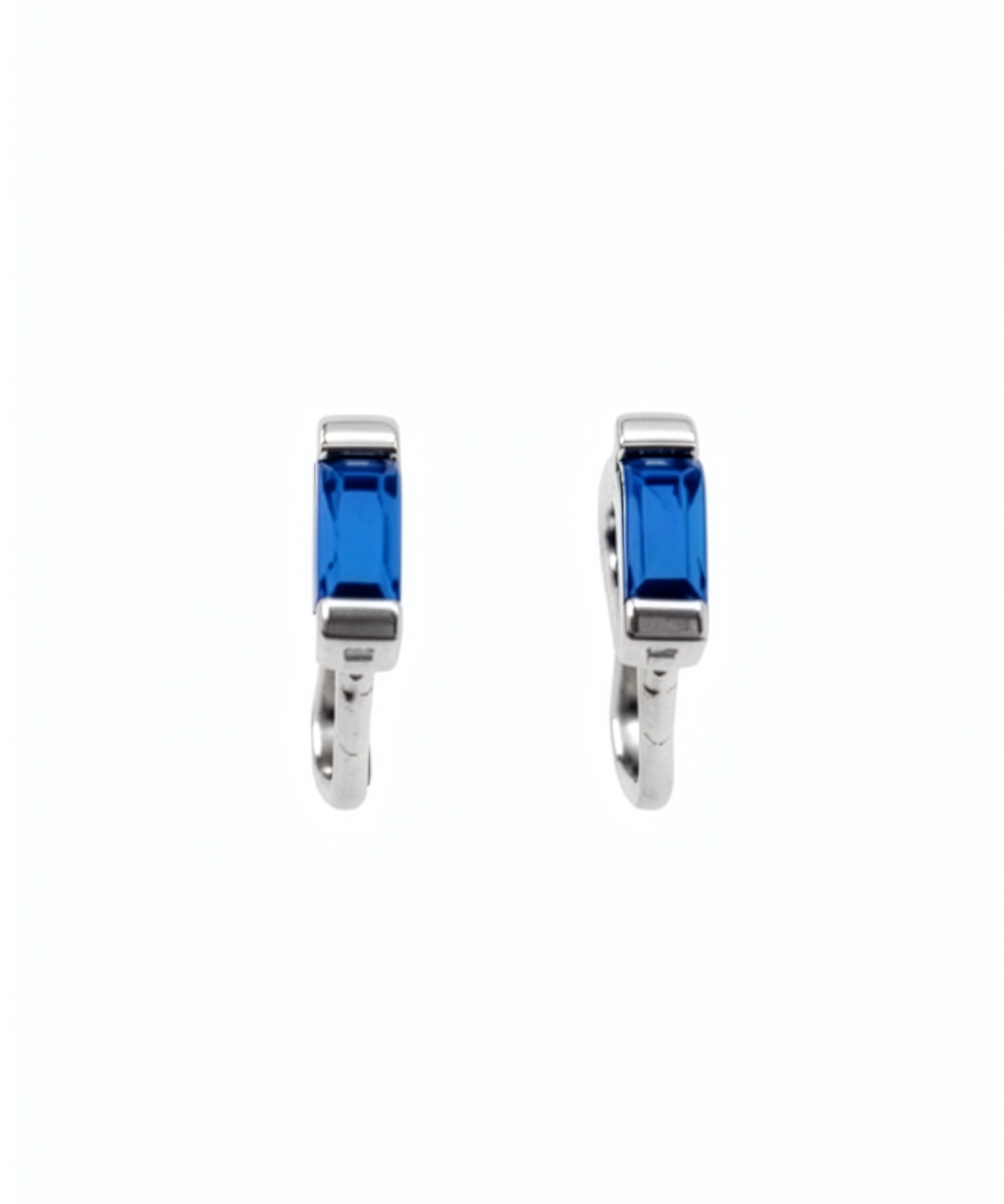 Gold vermeil Sapphire Huggies with blue rectangular gemstones by KIRO UK from Earrings Winter Edit Gemstone Edit