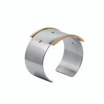 KIRO silver belt bangle with gold buckle detail