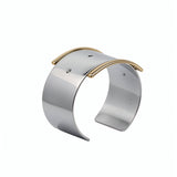 KIRO silver belt bangle with gold buckle detail