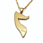 Gold plated Somalia map necklace with a stylized pendant engraved KIRO on a matching gold chain