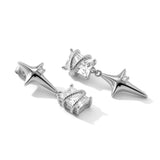Silver star drop earrings with clear cubic zirconia details from KIRO UK Earrings collection
