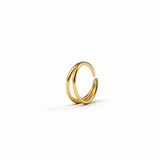 KIRO UK gold sterling silver double nose ring featuring two linked hoops for a stylish stacked look on one piercing