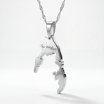 Silver plated Tamil Eelam map necklace with Tamil script pendant on a chain by KIRO UK